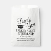 Sachets En Papier Graduation Merci simple Script noir et blanc (Devant)