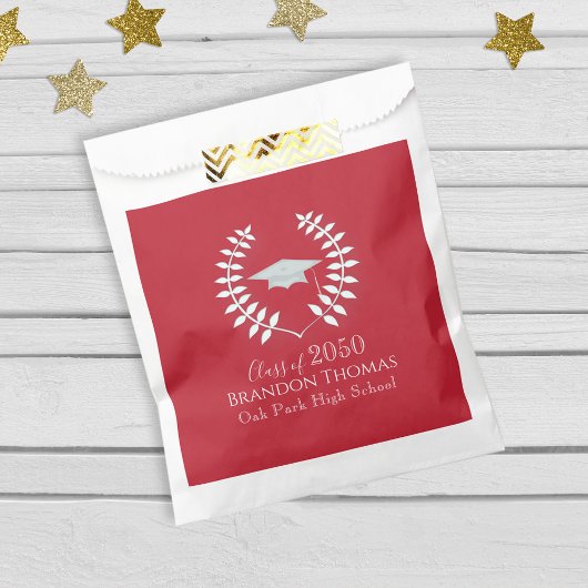 Sachets En Papier Graduation Moderne Cardinal Cardinal Rouge