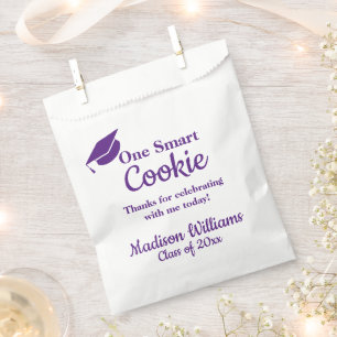 Sachets En Papier Graduation One Smart Cookie Treat Purple and White