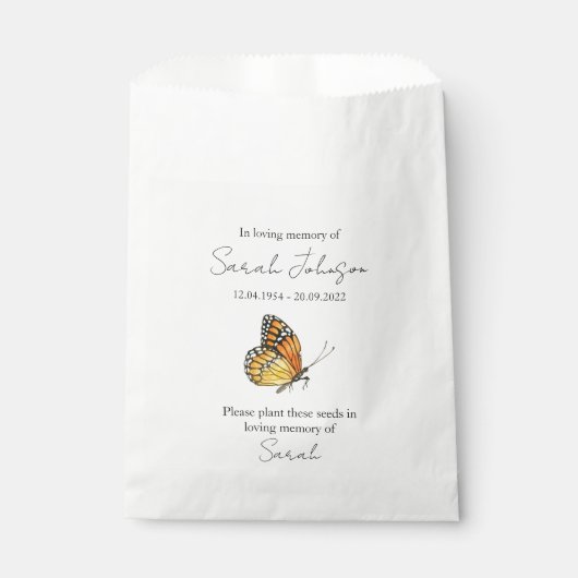 Sachets En Papier Graine funéraire commémorative papillon (Devant)