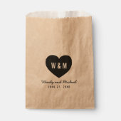 Sachets En Papier Gras élégant Monogram Heart Rustic Mariage (Devant)