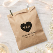 Sachets En Papier Gras élégant Monogram Heart Rustic Mariage (Coupé)