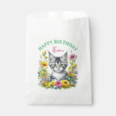 Sachets En Papier Gray Kitten Theme Fille d'anniversaire Personnalis (Devant)