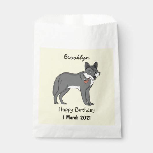 Sachets En Papier Gray wolf with pipe cartoon (Devant)