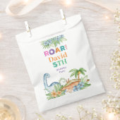 Sachets En Papier Green Blue Floral Dinosaur fête d'anniversaire (Coupé)