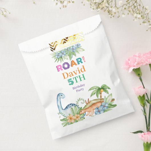 Sachets En Papier Green Blue Floral Dinosaur fête d'anniversaire (Scellé)