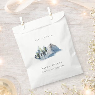 Sachets En Papier Green Blue Pine Woods Baby shower de montagne