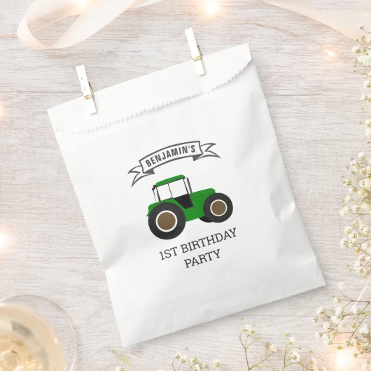 Sachets En Papier Green Farm Tractor Anniversaire de enfant Party (Coupé)