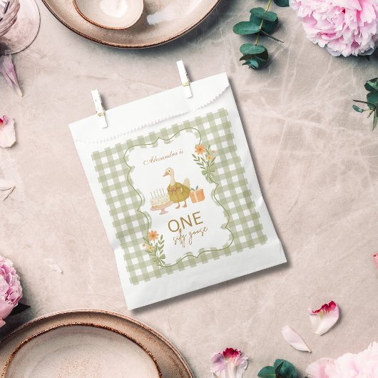 Sachets En Papier Green Gingham Silly Goose 1st Birthday