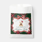 Sachets En Papier Green Tartan Plaid Christmas Bear Birthday Dessert (Devant)