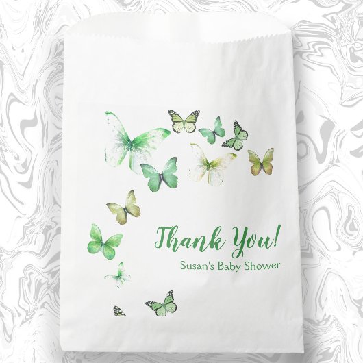 Sachets En Papier Green Unisex Un petit Baby shower à papillon