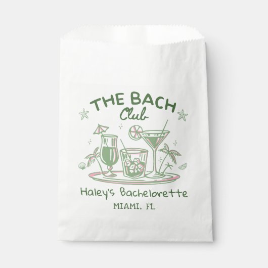 Sachets En Papier Green Whimsical Beach Cocktail Bachelorette Party (Devant)