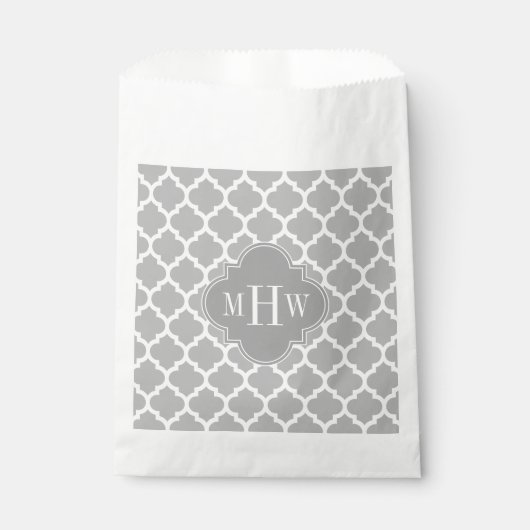 Sachets En Papier Gris Blanc Marocain #5 Dk Gris 3 Monogramme initia (Devant)