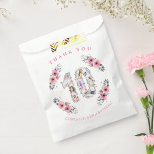 Sachets En Papier Gros 10e anniversaire fille photo Collage Fleur ro