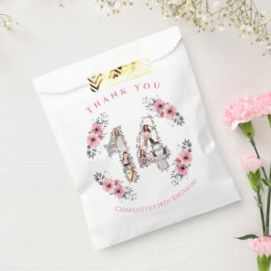 Sachets En Papier Grosse 14ème fille Anniversaire Photo Collage Fleu