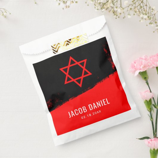 Sachets En Papier Grunge Red Black Bar Mitzvah Personnalisé (Scellé)