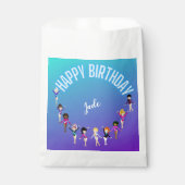 Sachets En Papier Gymnastique Amis "Joyeux Anniversaire" Turquoise (Devant)