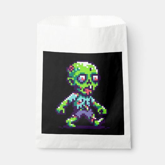 Sachets En Papier Halloween 8 bits drôle zombie (Devant)