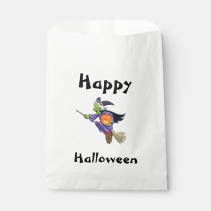 Sachets En Papier Halloween Blanc Favoriser Sacs/Sorcière volante
