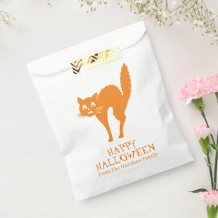 Sachets En Papier Halloween chat noir orange blanc personnalisé