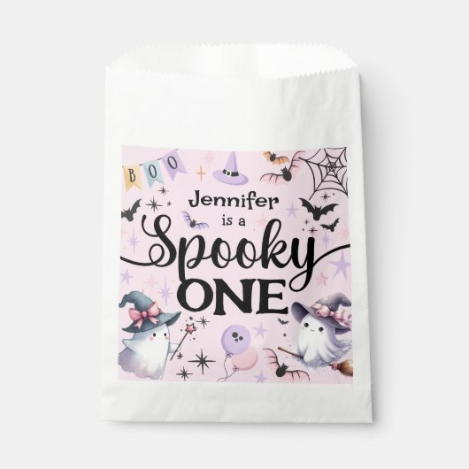 Sachets En Papier Halloween Éffrayant One mignonne Ghost 1er fête d' (Devant)