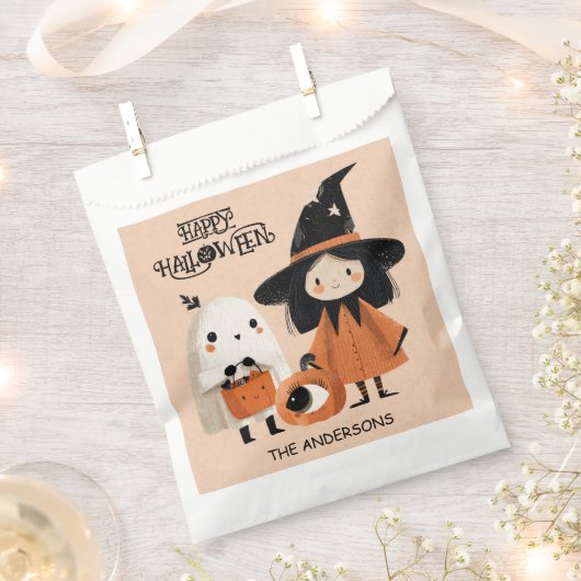 Sachets En Papier Halloween éffrayante en sorcière et fantôme (Coupé)