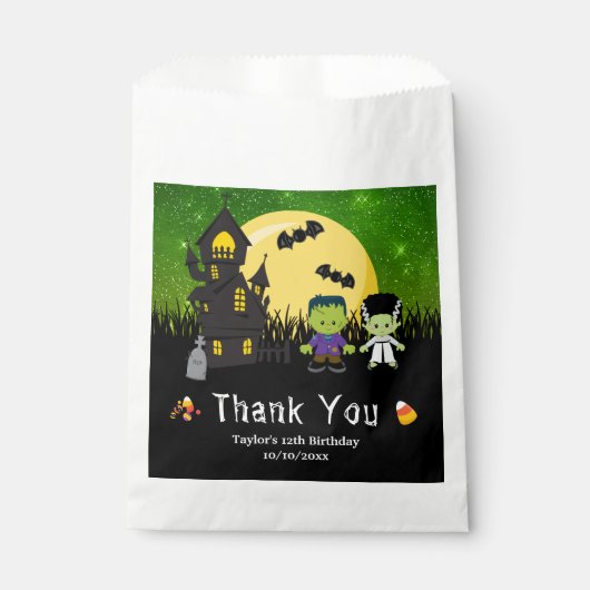 Sachets En Papier Halloween Fête Monstres Vert (Devant)