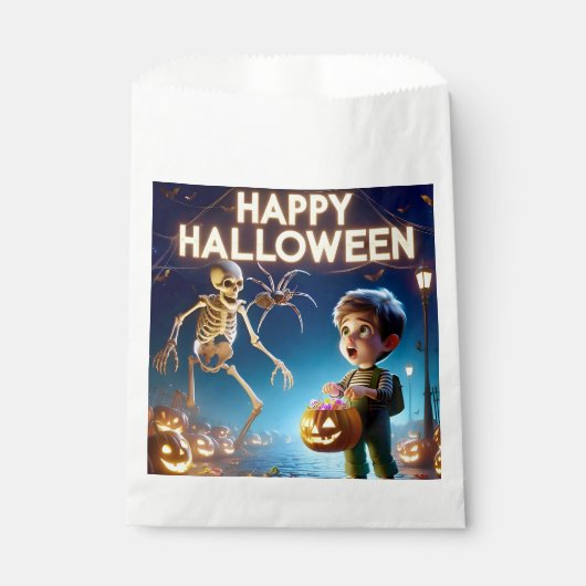 Sachets En Papier HALLOWEEN ~ Garçon et Squelette ~ (Devant)