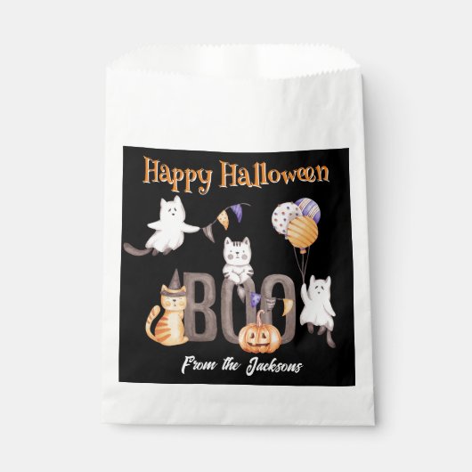 Sachets En Papier Halloween heureux et personnalisé | KITTENS & BOO (Devant)