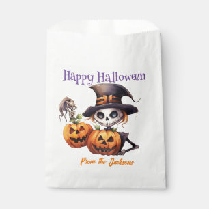 Sachets En Papier Halloween heureux et personnalisé   SKELETON & CIT