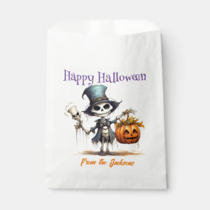 Sachets En Papier Halloween heureux et personnalisé   SKELETON & HAT
