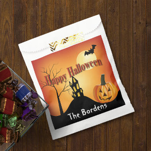 Sachets En Papier Halloween Jack O'Lantern et Haunted House