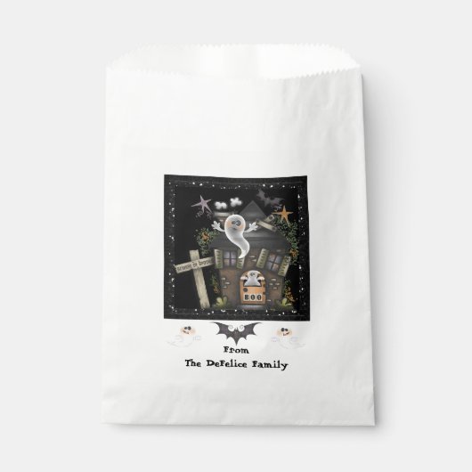 Sachets En Papier Halloween - Mignonne Maison fantôme Hantée (2) (Devant)