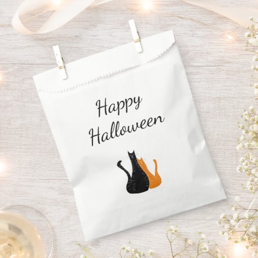Sachets En Papier Halloween Party Cute Cats Black Orange (Coupé)