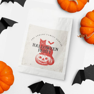 Sachets En Papier Halloween Party Vintage orange Citrouille chat cha