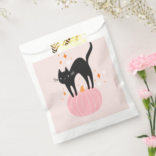 Sachets En Papier Halloween rose Chat noir (Scellé)