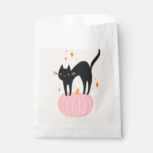 Sachets En Papier Halloween rose Chat noir (Devant)
