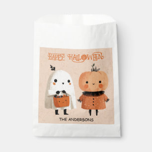 Sachets En Papier Halloween Whimsical Cute Ghost & Citrouille Aquare