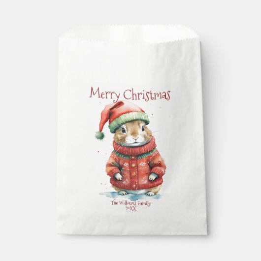 Sachets En Papier Hamster festif mignon à Santa Hat Noël (Devant)