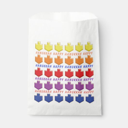 Sachets En Papier Hanoukka Favor Bag, "Dreidels 3D" (Devant)