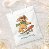 Sachets En Papier Happy Birthday Golden Retriever Dog Skateboarding (Coupé)