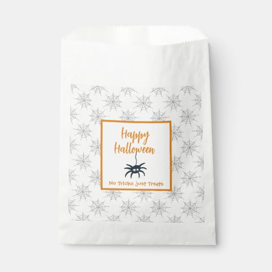 Sachets En Papier Happy Halloween araignée cobweb pas de truc juste (Devant)