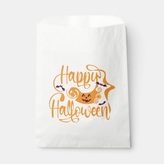 Sachets En Papier Happy Halloween chauves-souris Jack-o'-lantern (Devant)
