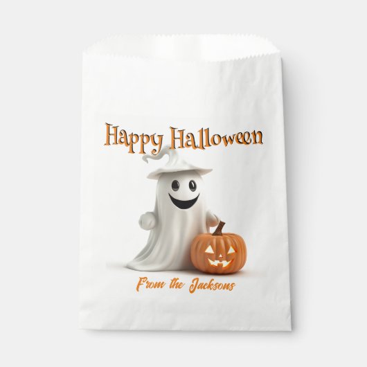 Sachets En Papier Happy Halloween CUTE GHOST WITH PUMPKIN (Devant)