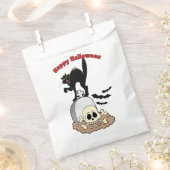 Sachets En Papier Happy Halloween Gravestone Chat noir et crâne (Coupé)