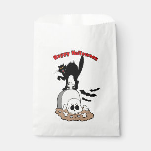 Sachets En Papier Happy Halloween Gravestone Chat noir et crâne