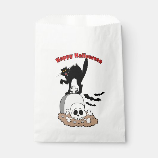 Sachets En Papier Happy Halloween Gravestone Chat noir et crâne (Devant)