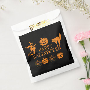 Sachets En Papier Happy Halloween noir orange blanc éffrayant