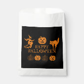 Sachets En Papier Happy Halloween noir orange blanc éffrayant (Devant)