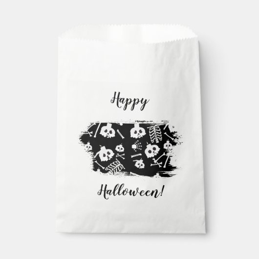 Sachets En Papier Happy Halloween squelette Motif os crâne (Devant)